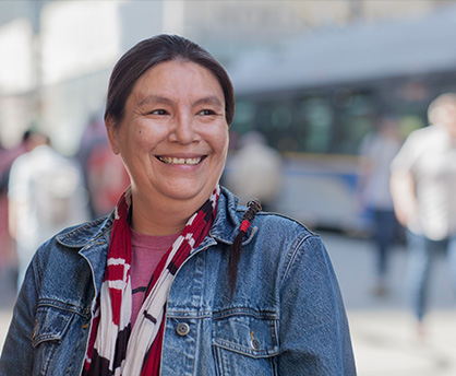 Canadian woman outdoors in community