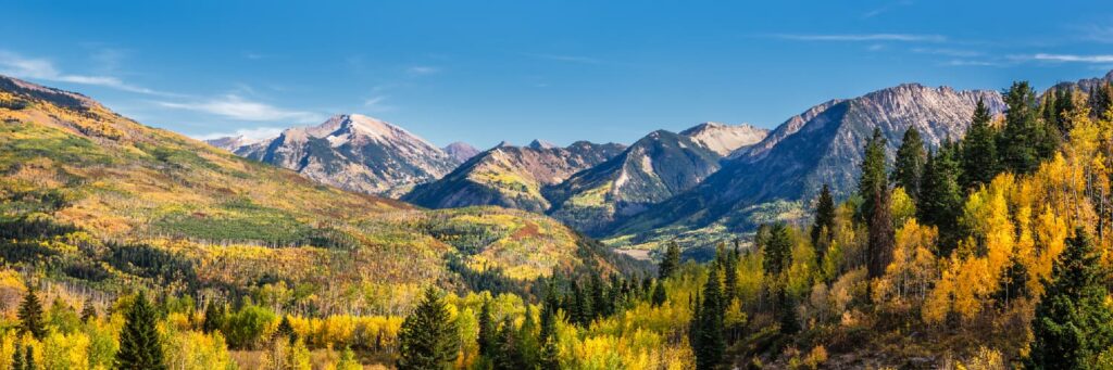 Rocky Mountains in Colorado on a clear, bright day