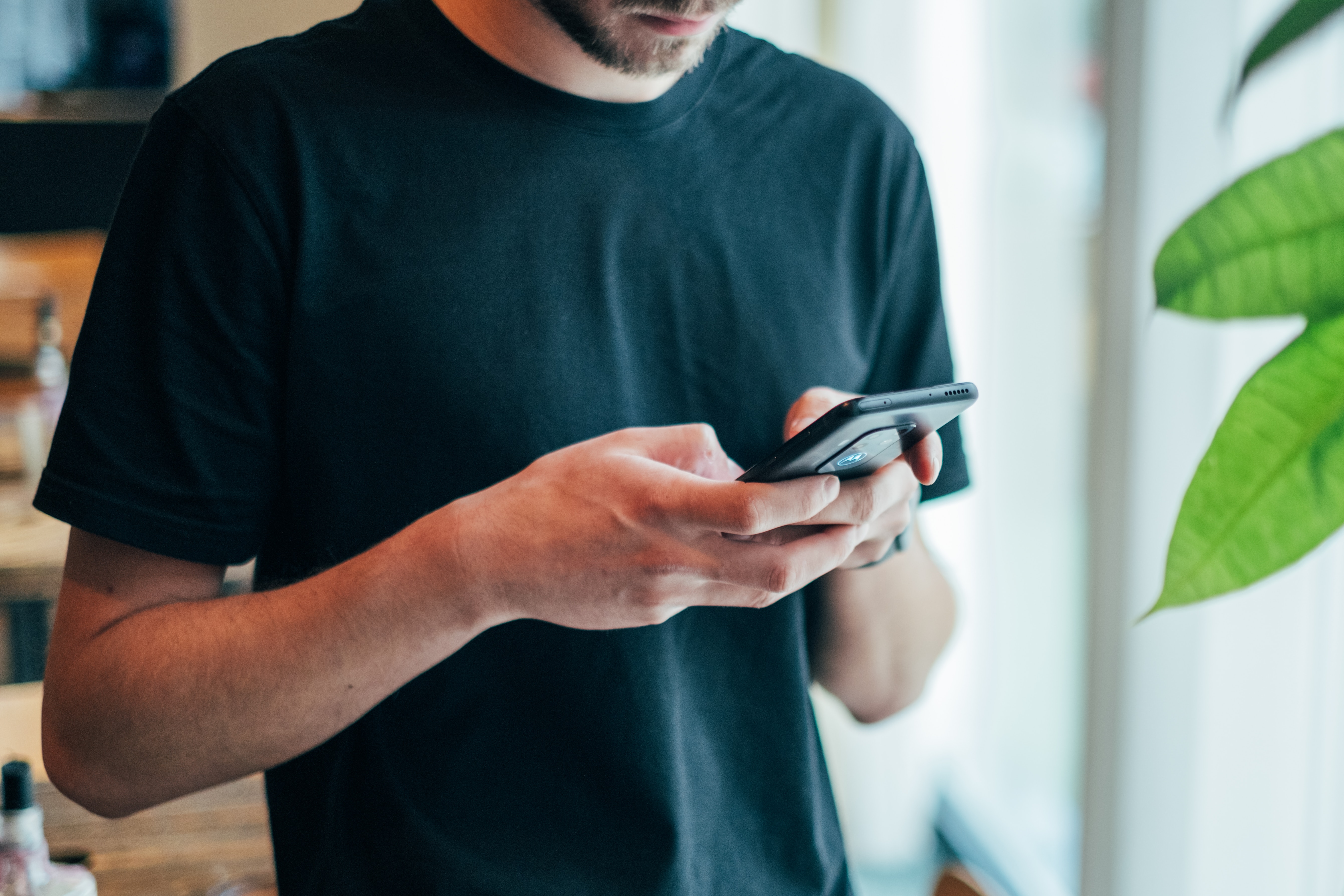 Man using smartphone