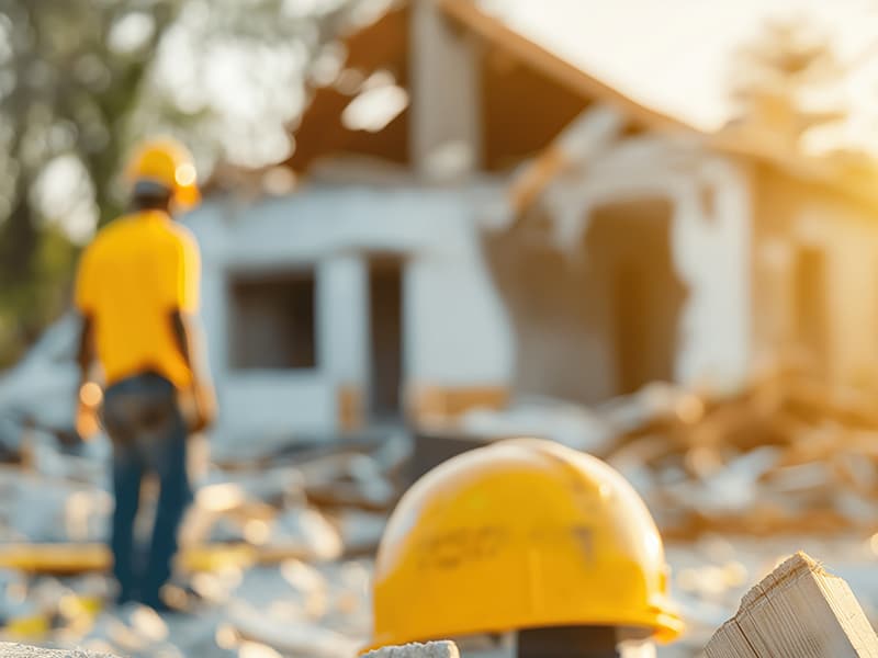 Community members rebuilding short-term rental homes after a natural disaster.