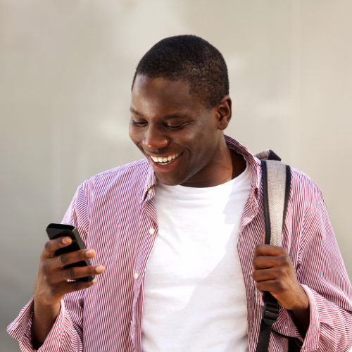 Millennial using smartphone