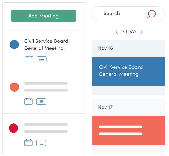 Meeting management dashboard in Granicus Operations Cloud